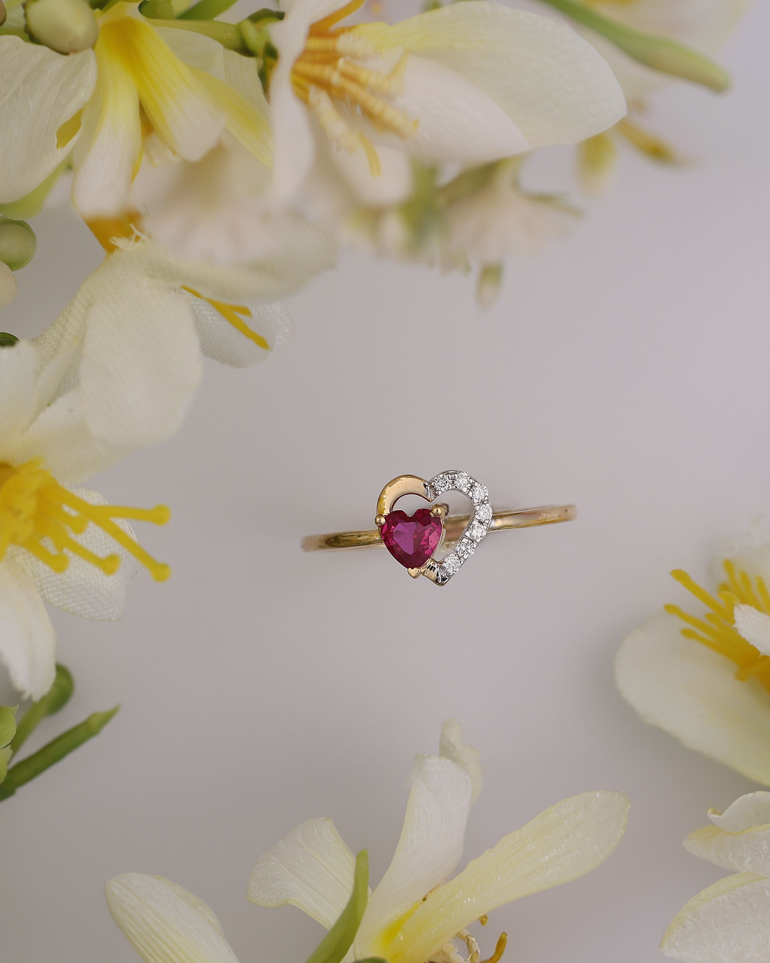 Heart Ruby & Diamond Ring
