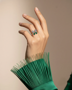 Emerald Butterfly Diamond Ring